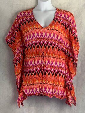 Kenneth Cole Reaction Women's Swim Cover-Up, Tribal Multi, S/M Small to Medium